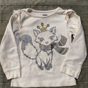 Gymboree Cream Long Sleeve Shirt with Silver Fox Design